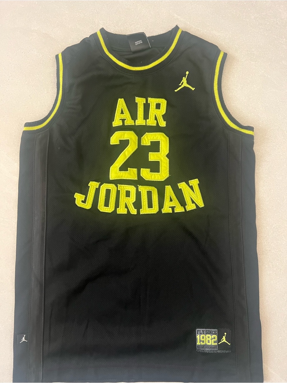 Jordan Black Jersey with Neon Yellow Trim